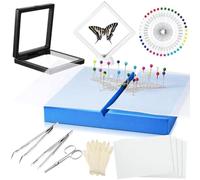 GOSIA Kit D'Outils pour Spécimens D'Insectes, Spécimen de Papillon pour L'Enseignement en Classe, Épingle, Presse à Ailes, Pincettes en Papier, Boîte de Présentation D'Insectes