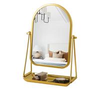 Gosider Miroir de coiffeuse en forme d'arche dorée - Rotation réglable à 360° - Miroir sur pied avec cadre en métal - Miroir de bureau pour salon, chambre à coucher, salle de bain