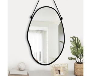 Gosider Miroir Mural Asymétrique - Cadre Noir, Miroir Décoratif Artistique Unique Moderne à Suspendre pour Chambre, Salle de Bain, Salon, Entrée, Couloir