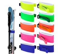 Gosknor 10pcs Sangles de Ski, 2 en 1 Sangle Transport Ski pour Snowboard Bâtons Ski Attaches Réglables EVA Protection Organisateur de Matériel de Ski Cadeau de Noël et d'hiver (5 Couleurs Claires)