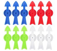 Gosknor 12pcs Fileuses Jeu Flèches, Pièces Rechange Plastique Qualité Supérieure Forme V Fileuses Jeu Flèches pour Jeux Société Activités Classe Projets Bricolage(Cyan, Bleu, Rouge, Blanc)