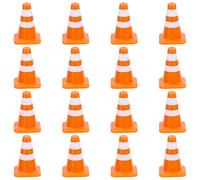 Gosknor 16pcs Mini Cônes Signalisation, Petits Cônes de Sécurité 3,5cm Mini Panneaux d'Avertissement Panneaux Sécurité Routière Barricades pour Scènes de Rue Miniatures