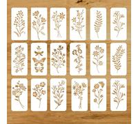 Gosknor 18pcs Pochoirs Fleurs Réutilisables, Pochoir Fleurs Sauvages Mignons Plantes Florales Modèles Dessin Artistique pour Peindre Sur les Murs les Portes le Bois la Toile la Décoration Intérieure