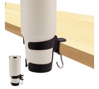 Gosknor 2-en-1 Porte-Gobelet Bureau, Réglable Anti-Renversement Organisateur Tumbler avec Crochet pour Bouteilles d'eau Owala & Stanley Organisateur Tasses pour Bureau Gaming Poste Travail (Noir)