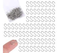 Gosknor 200pcs Mini Crochets S pour Suspendre, 1.3cm Acier Inoxydable Minuscules d'Ornement Miniatures Métallique Petits Cintres en Forme de S Connecteurs Hooks pour Bijoux Bricolage (Argent)