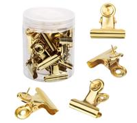 Gosknor 20pcs Or Punaises Clips, Pinces Bulldog avec Punaises Métal Porte-Punaises Accessoires pour Tableau d'Affichage Tableau en Liège pour Mur Box Bureau à Domicile