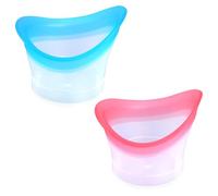 Gosknor 2pcs Gobelet Lavage Oculaire, Réutilisable Gobelet Bain Oculaire Silicone pour Rinçage Rapide & Soulagement Kit Rinçage Portable pour Nettoyer Poussière Maquillage Maison Voyages (Bleu, Rose)