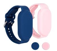 Gosknor 2pcs pour Samsung Galaxy SmartTag 2 Bracelet, Étui de Protection Silicone Étanche Support de Couverture Complète Caché pour Enfants Personnes Âgées Accessoires (Bleu, Rose)