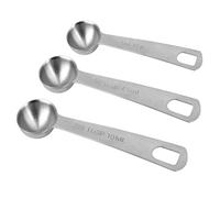 Gosknor 3pcs Cuillères à Mesurer en Acier Inoxydable, Ensemble de Cuillères à Café 1 Tsp 5ML 5CC, 1/2 Tbsp 7,5ML 7,5CC, 2/3 Tbsp 10ML 10CC en Métal Manche Court pour la Cuisine et la Pâtisserie