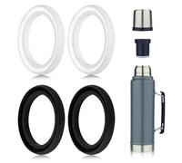 Gosknor 4pcs Joints de Rechange en Silicone Classiques pour Stanley, Joint Torique d'Étanchéité Compatible avec Stanley Classic 20oz 1,0QT 1,5QT 2QT 2,5QT Bouchon de Bouteille sous Vide (Noir, Blanc)