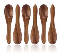 Gosknor 6pcs Cuillères en Bois, 9cm Mini Cuillères de Service en Bois pour Manger Cuillères à Café au Miel pour Remuer Café thé Bocal Condiments Sucre Cuisine Ustensiles de Cuisine et de Service