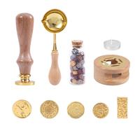 Gosknor 6pcs Kit de Tampons de Cire à Cacheter avec Manche en Bois Kit de Tampons de Cire à Cacheter pour Cartes Enveloppes Invitation
