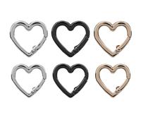 Gosknor 6pcs Mousqueton en Forme de Cœur Porte-Clés, Mignon Clips Verrouillage Métal Petits Mousquetons Cœur pour Clés Sac à Dos Laisse pour Chien & Bouteilles d'eau Équipement Camping (2 Tailles)