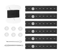Gosknor 6pcs Tendeur de Taille pour Pantalon, Rallonge de Taille Élastique pour Pantalon Tendeur de Taille en Jean pour Femmes Hommes Enfants avec Boutons Fil d'Aiguille Outil d'Enfilage (Noir)