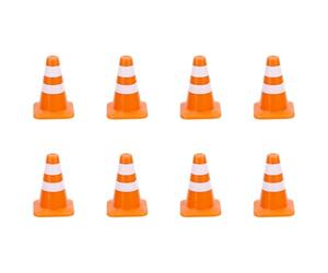Gosknor 8pcs Mini Cônes Signalisation, Petits Cônes de Sécurité 3,5cm Mini Panneaux d'Avertissement Panneaux Sécurité Routière Barricades pour Scènes de Rue Miniatures