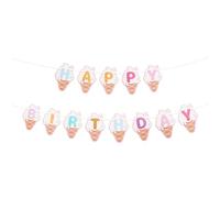 Gosknor Bannière de Joyeux Anniversaire avec Glaces, Bannière Fête D'anniversaire Pré-enfilée avec des Glaces D'été Décorations Glace Colorées pour des Fournitures Fête sur le Thème de L'été