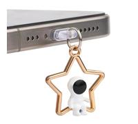 Gosknor Breloque Anti Poussière, Mignon Pendentif Étoile Astronaute Type C Port de Chargement USB et Prise pour Écouteurs Breloque Anti-Poussière pour Téléphone Portable Accessoires pour Téléphone