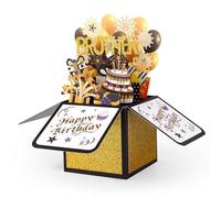 Gosknor Carte d'Anniversaire Frère Pop Up, Coffret Cadeau d'Anniversaire 3D avec Enveloppes Ballons Colorés Feux d'Artifice Idées Cadeaux Créatives pour Bother Best Friends