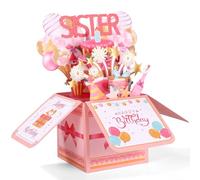 Gosknor Carte d'Anniversaire Pop Up, Carte d'Anniversaire 3D avec Enveloppe Cadeau Unique pour Sœur et Sœurs Plus Jeunes Décoration de Fête Souvenir