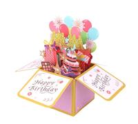 Gosknor Carte d'anniversaire pop-up pour maman, boîte de vœux colorée 3D avec enveloppe, ballons d'anniversaire créatifs et décorations de feux d'artifice pour maman