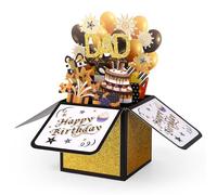 Gosknor Carte d'Anniversaire Pop Up pour Papa, Coffret Cadeau d'Anniversaire 3D avec Enveloppes Ballons Colorés Feux d'Artifice Idées Cadeaux Créatives pour Papa Beau-Père Parrain Fils Fille