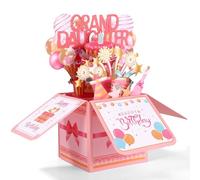 Gosknor Carte d'Anniversaire Pop Up pour Petite-Fille, Colorée Ballons et Feux d'Artifice Carte d'Anniversaire 3D avec Enveloppe Cadeau Créatif pour Petite-Fille des Grands-Parents