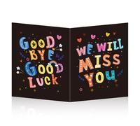 Gosknor Carte de Vœux d'Adieu Géante, 28x44cm Carte-Cadeau d'Adieu avec Enveloppe Carte d'Adieu pour Collègues Carte de Bonne Chance Cadeau pour Collègues Amis (Noir)
