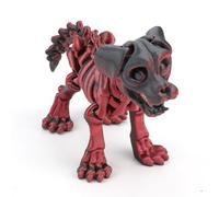 Gosknor Chien Imprimé en 3D, Squelette de Chien Imprimé en 3D PLA Animaux Imprimés en 3D Détachables Flexibles Animaux Fidget pour la Décoration du Bureau à Domicile (Rouge, Noir)