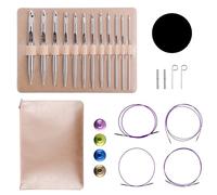 Gosknor Crochet Tunisien avec Cable, en Aluminium Aiguilles à Tricoter Interchangeables Tricot Kit 3 mm-10 mm Crochets Longs avec Étui pour Projets de Tissage Tricot et de Crochet