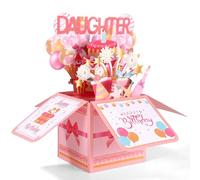 Gosknor Fille Carte Pop-Up Joyeux Anniversaire, Personnalisée Carte d'Anniversaire 3D avec Enveloppe Cadeau Créatif pour Fille des Parents Décoration de Fête Souvenir