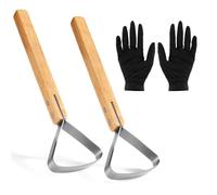 Gosknor Kit de Grattoir à Pelage 2 Pièces avec Gants, Couteau en Acier Inoxydable 29cm Grattoir à Peau Outils de Tannerie pour Taxidermie Fabrication Cuir Dépeçage Manipulation