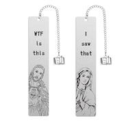 Gosknor Lot de 2 Marque Pages Chrétiens Amusants, Marque Pages Amusants avec Jésus et la Vierge Marie avec Chaîne J'ai vu Jésus pour les Lecteurs les Amoureux des Livres Cadeau Fantaisie