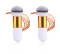 Gosknor Lot de 2 Pinceau Autobronzant pour Visage & Corps, 11cm Poils Ultra Doux et Denses Applicateur Maquillage Autobronzant pour Fond de Teint sans Traces & Crème Liquide (Or Blanc)