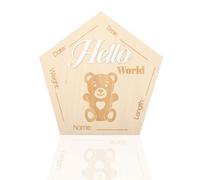 Gosknor Panneau Annonce Naissance, 15cm Bois Hello World Panneau de Bienvenue pour Nouveau-Né Plaque Nominative Bébé pour Hôpital Accessoire Photo Décoration de Chambre d'Enfant