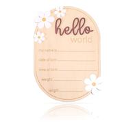 Gosknor Panneau d'Annonce de Bébé, en Bois Bonjour le Monde Personnalisé Panneau d'Annonce Naissance Prénom de Bébé Unisexe Crèche et Hôpital Accessoire Photo Cadeau Souvenir (Marron)