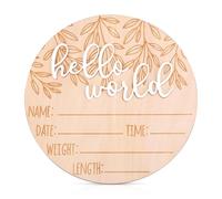 Gosknor Panneau d'Annonce de Naissance, Rond de Bois Annonce Naissance Faire Part Naissance Bois Panneau de Nom de Nouveau-Né pour Accessoires Photo Baby Shower Crèche d'Hôpital