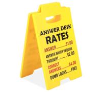 Gosknor Panneau de Tarifs de Bureau Réponse, 16 x 10 x 8 cm Cadeaux Amusants pour l'Équipe Bureau Panneau Gag Amusant pour le Bureau Collègue Employé Coéquipier Patron