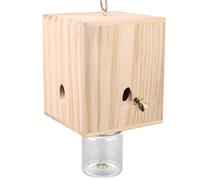 Gosknor Piège Abeilles, Piège à Abeilles Charpentières Meilleur Trappeur à en Bois Suspendu Insectes avec Bocal en Verre Amovible pour Insectes d'Extérieur