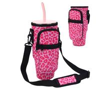 Gosknor Sac pour Tasse pour Stanley Gobelet 40/30oz, Porte Gobelet avec Bandoulière Réglable et Poche pour Téléphone Tissu Cup Bag pour Accessoires de Stanley Coupe (Rose)