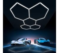 GOSLARLIT Hexagon 24 Lampes LED pour Garage, 144 W, 15950 lm, 6500K, Blanc Lumière du Jour, Plafonnier Connectable pour Garage, Atelier, Sous-sol, Salle de Sport, Entrepôt, 241,3 x 167,6 cm