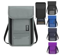 GOSLYLY Pochettes Tour de Cou， Portefeuille avec Protection RFID, Porte-Monnaie de Voyage Unisexe pour Homme pour Femme, Porte-Documents de Voyage pour Organiseur de passeports (Gris)