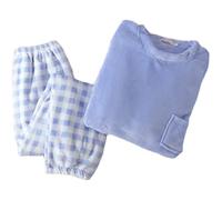 GOSO Pyjama d'hiver chaud en polaire pour fille de 8, 9, 10, 11, 12, 13, 14 ans, 6D2 Bleu, 15 ans