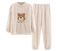 GOSO Pyjama d'hiver chaud en polaire pour fille de 8, 9, 10, 11, 12, 13, 14 ans, 78a Beige, 13 ans