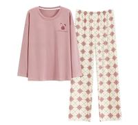 GOSO Pyjama fille 140 146 152 164 Pyjamas mignons pour adolescentes Imprimé dessin animé Hauts et pantalons longs Ensemble de vêtements de nuit pour fille, 29f3 rose, 13 ans