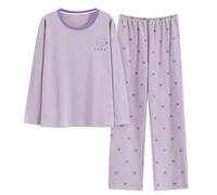 GOSO Pyjama fille 140 146 152 164 Pyjamas mignons pour adolescentes Imprimé dessin animé Hauts et pantalons longs Ensemble de vêtements de nuit pour fille, 29p3 violet, 15 ans