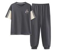 GOSO Pyjama fille 140 146 152 164 Pyjamas mignons pour adolescentes Imprimé dessin animé Hauts et pantalons longs Ensemble de vêtements de nuit pour fille, 303n9 Gris, 15 ans