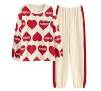 GOSO Pyjama fille 140 146 152 164 Pyjamas mignons pour adolescentes Imprimé dessin animé Hauts et pantalons longs Ensemble de vêtements de nuit pour fille, 18r2 rouge, 13 ans