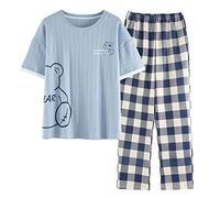 GOSO Pyjama fille 140 146 152 164 Pyjamas mignons pour adolescentes Imprimé dessin animé Hauts et pantalons longs Ensemble de vêtements de nuit pour fille, Bleu (319d1), 9 ans