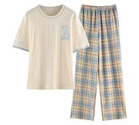 GOSO Pyjama fille 140 146 152 164 Pyjamas mignons pour adolescentes Imprimé dessin animé Hauts et pantalons longs Ensemble de vêtements de nuit pour fille, Blanc (319 W), 13 ans