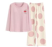 GOSO Pyjama fille 140 146 152 164 Pyjamas mignons pour adolescentes Imprimé dessin animé Hauts et pantalons longs Ensemble de vêtements de nuit pour fille, 29f1 rose, 15 ans
